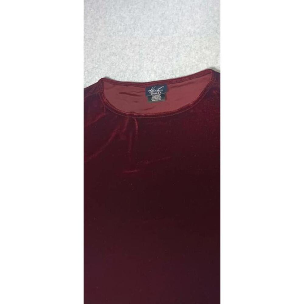 Kathie Lee Long Sleeve Velvet Blouse Womens Size 22W/24W Maroon Soft And... - Picture 5 of 11
